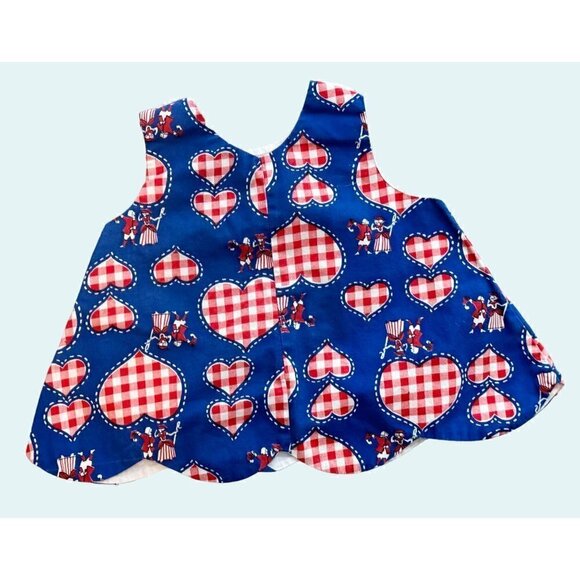 Vintage 1970s Handmade Toddler Patriotic Red White Blue Sleeveless Top Sz 2T - Picture 5 of 5